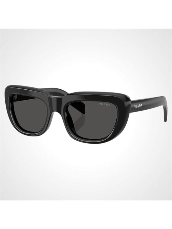 New PRADA Sunglasses Black Rectangle Cat Eye Grey Lens Women\'s